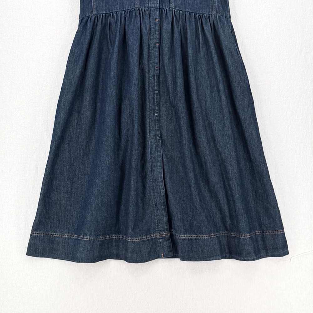 MAYE Harper Denim Dress Women XS Indigo Blue Button Front Midi Short Sleeve NEW - Picture 10 of 16